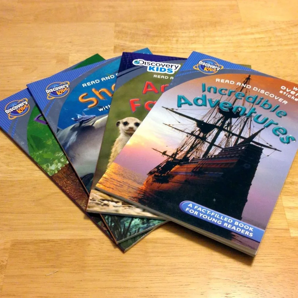 Discovery Kids Educational Booklets, Dinos, sharks, animals, adventures